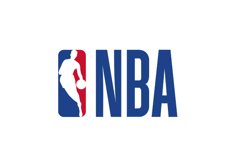 The NBA logo, showcased by Betway, features a silhouette of a player dribbling against a red and blue split background. The bold blue NBA letters stand proudly to the right, synonymous with thrilling basketball action.