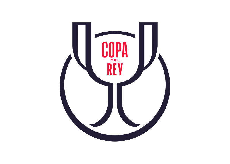 Logo of Copa del Rey featuring a stylized trophy design in dark lines forming a circular shape. The words Copa del Rey are written in red at the center, resembling the trophys bowl. Presented against a white background, its an emblem that fans from Betway Arabia would recognize instantly.