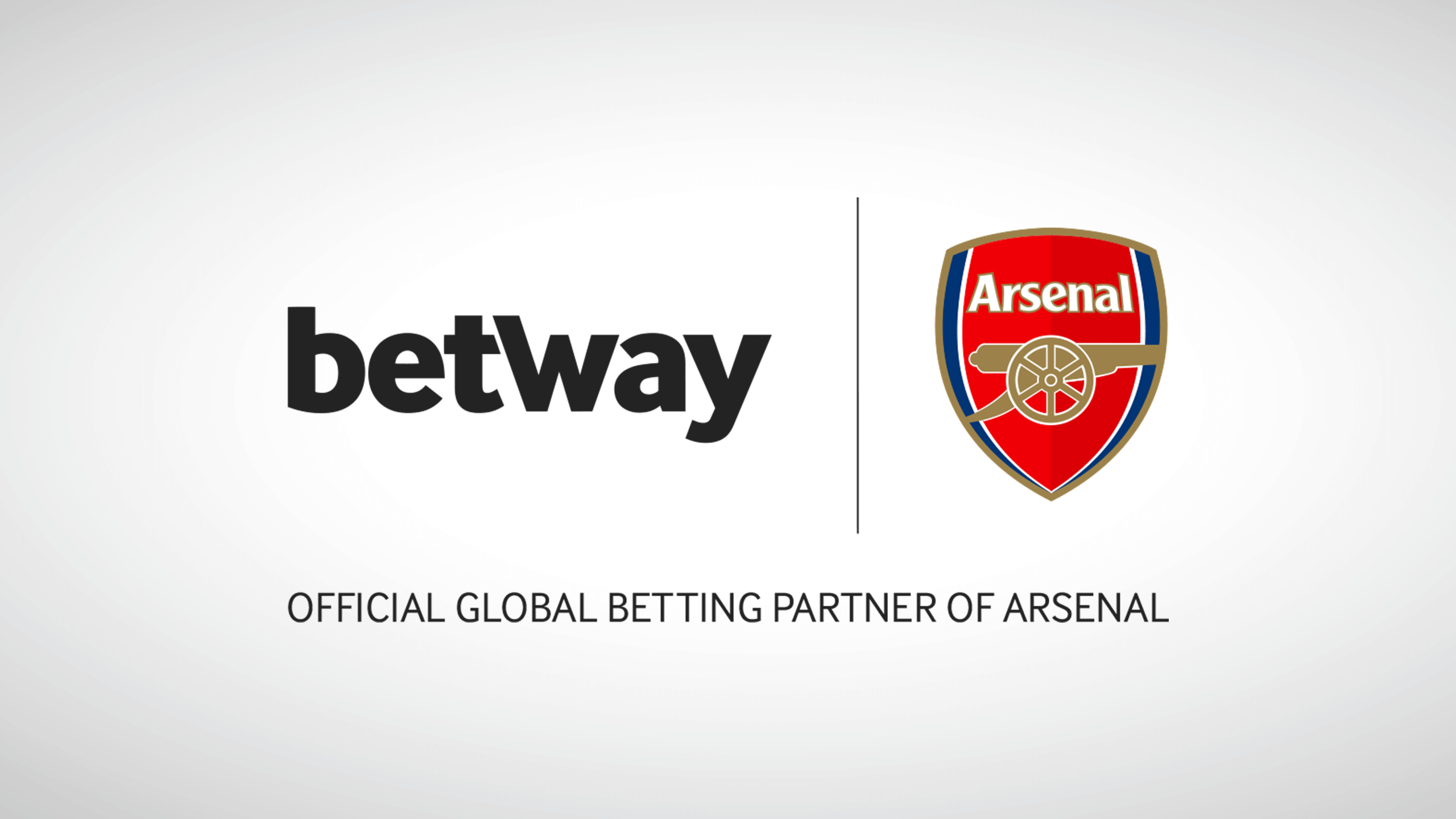 Image showing the Betway logo next to the Arsenal football club crest. Below, text reads: Official Global Betting Partner of Arsenal and Bw Arabia.