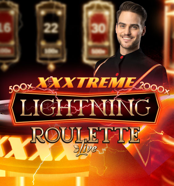 A man in a casino-themed setting smiles at the camera, exuding confidence and excitement as he engages with XXXTREME Lightning Roulette Live. With multipliers of 500x and 2000x, and Betway Arabia adding flair, glaring lights enhance the thrilling atmosphere.