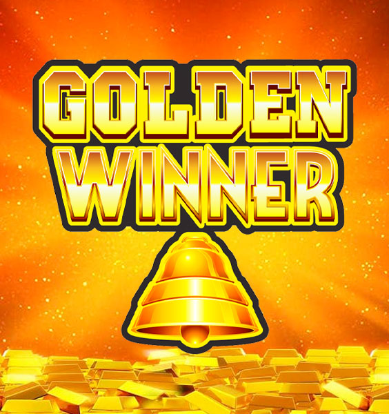 Golden Winner text in bold yellow, with a glowing effect, shines above a golden bell icon. A vibrant, fiery orange background featuring a pattern of gold bars at the bottom perfectly complements the theme. Experience this radiant display exclusively on Betway Arabia.
