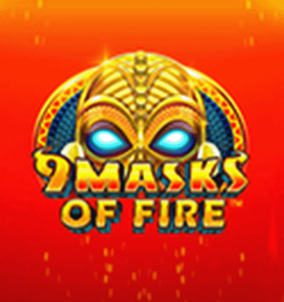 Un fond rouge vif présente « 9 masques de feu » en lettres stylisées et audacieuses. Au-dessus, un masque doré ornemental brillant aux yeux bleus captive, faisant écho au feu et à l'intensité, un design qui résonne profondément avec l'esprit exaltant de Betway.